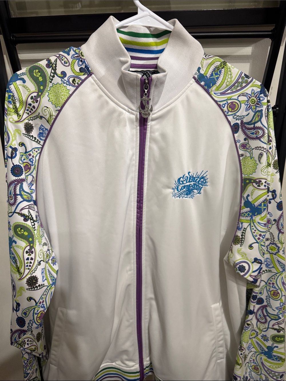 EGO White Performance Jacket with Multi-Color Paisley Sleeves